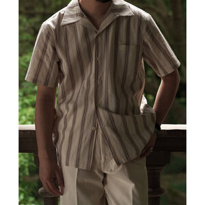 Yarn-Dyed Dobby Open Collar Shirt Annual Ring L Vintage Old Money Style